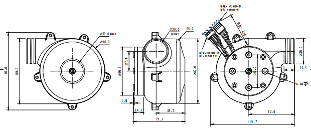 Bldc Compressor Dimensions Drawing.pdf 130m3/H BLDC Blower Fan Mini Air Blower For Air Mattress D92mm*H60mm